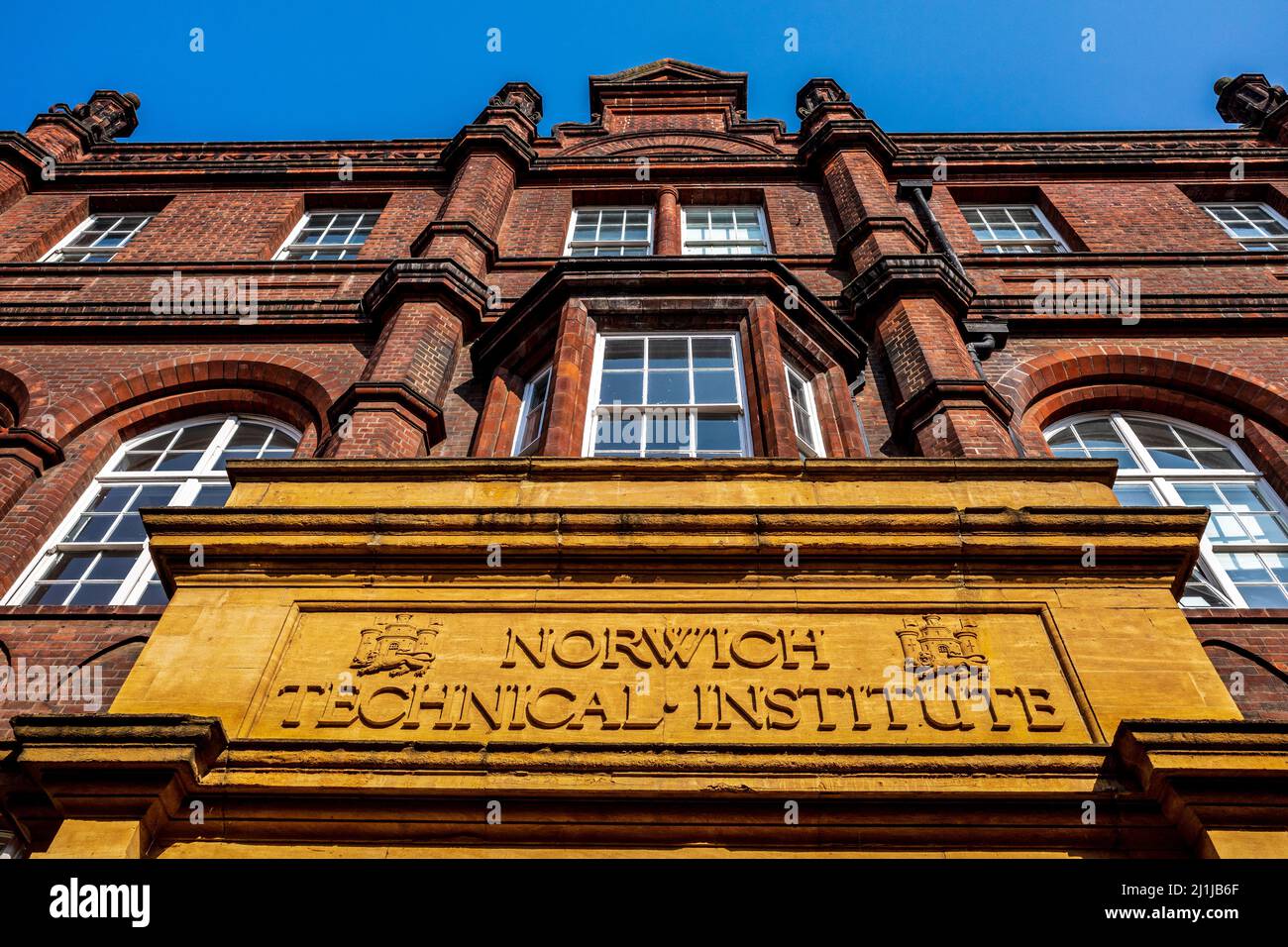 Norwich University of the Arts St George's Building. Formerly the Norwich Technical Institute, the building opened in 1899. NUA Norwich. Stock Photo