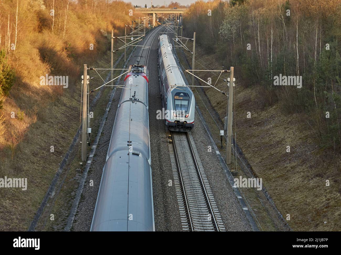 electric highspeed train passing the rapid railway transit route between  Stuttgart and Mannheim, Baden-Wuerttemberg, Germany Stock Photo - Alamy
