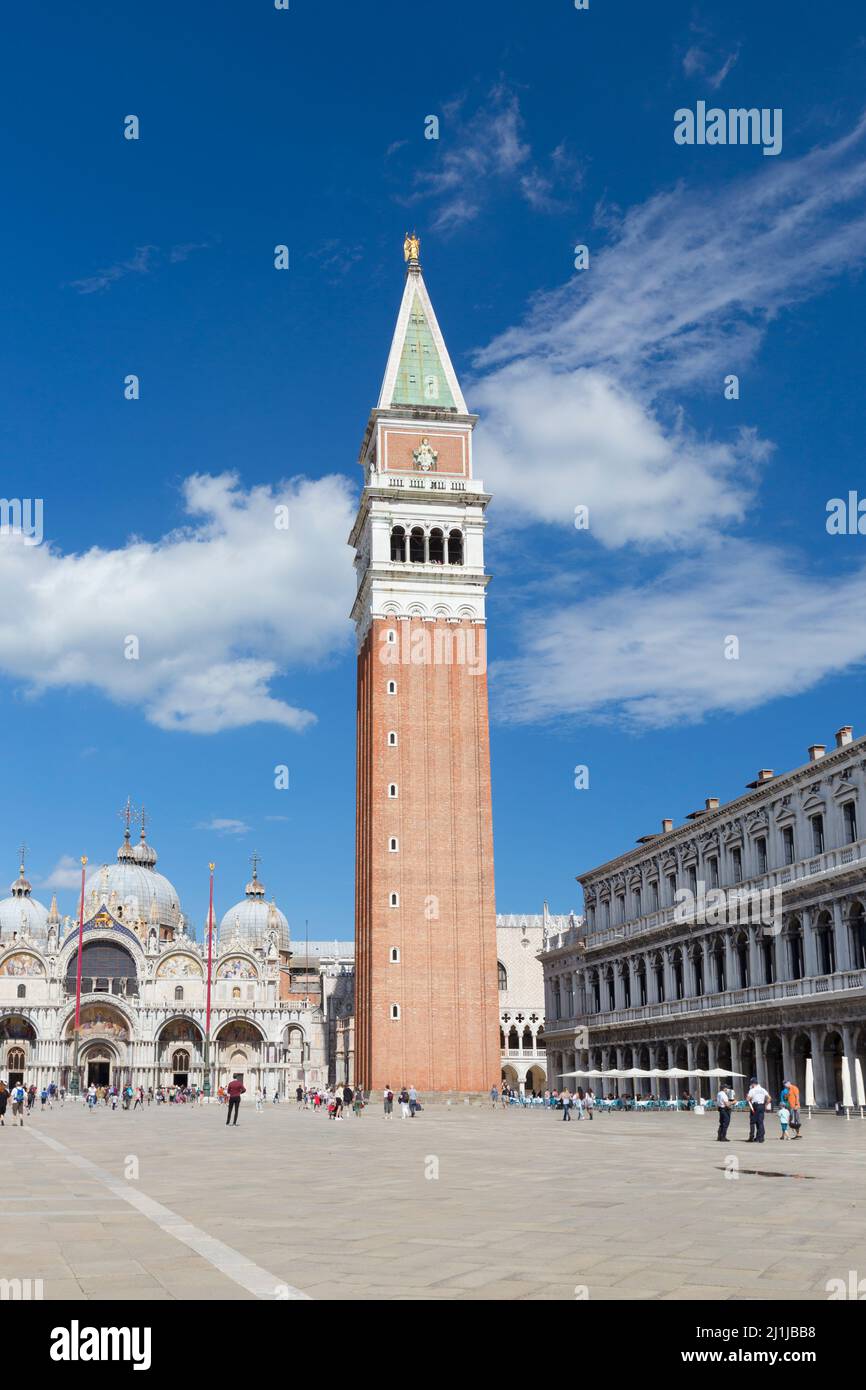St Mark bell tower, San Marco square, Venice, Italy Stock Photo