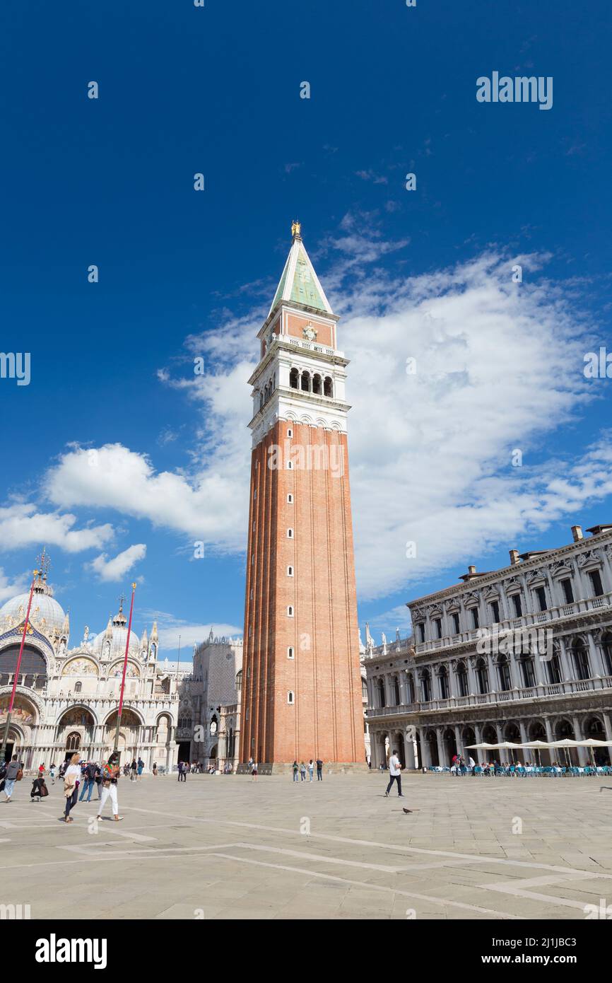 St Mark bell tower, San Marco square, Venice, Italy Stock Photo