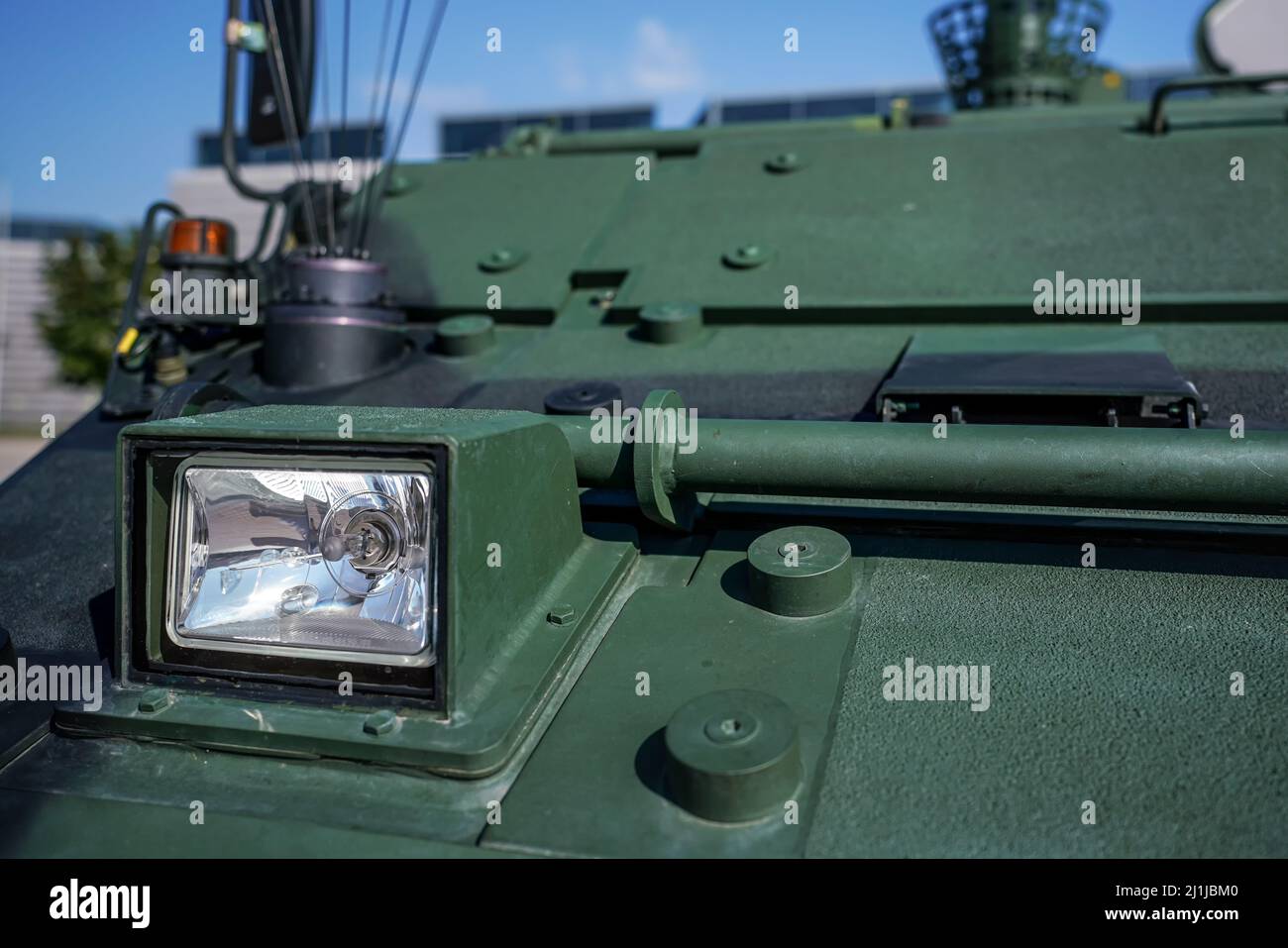 Close-up of armored vehicle steel plating