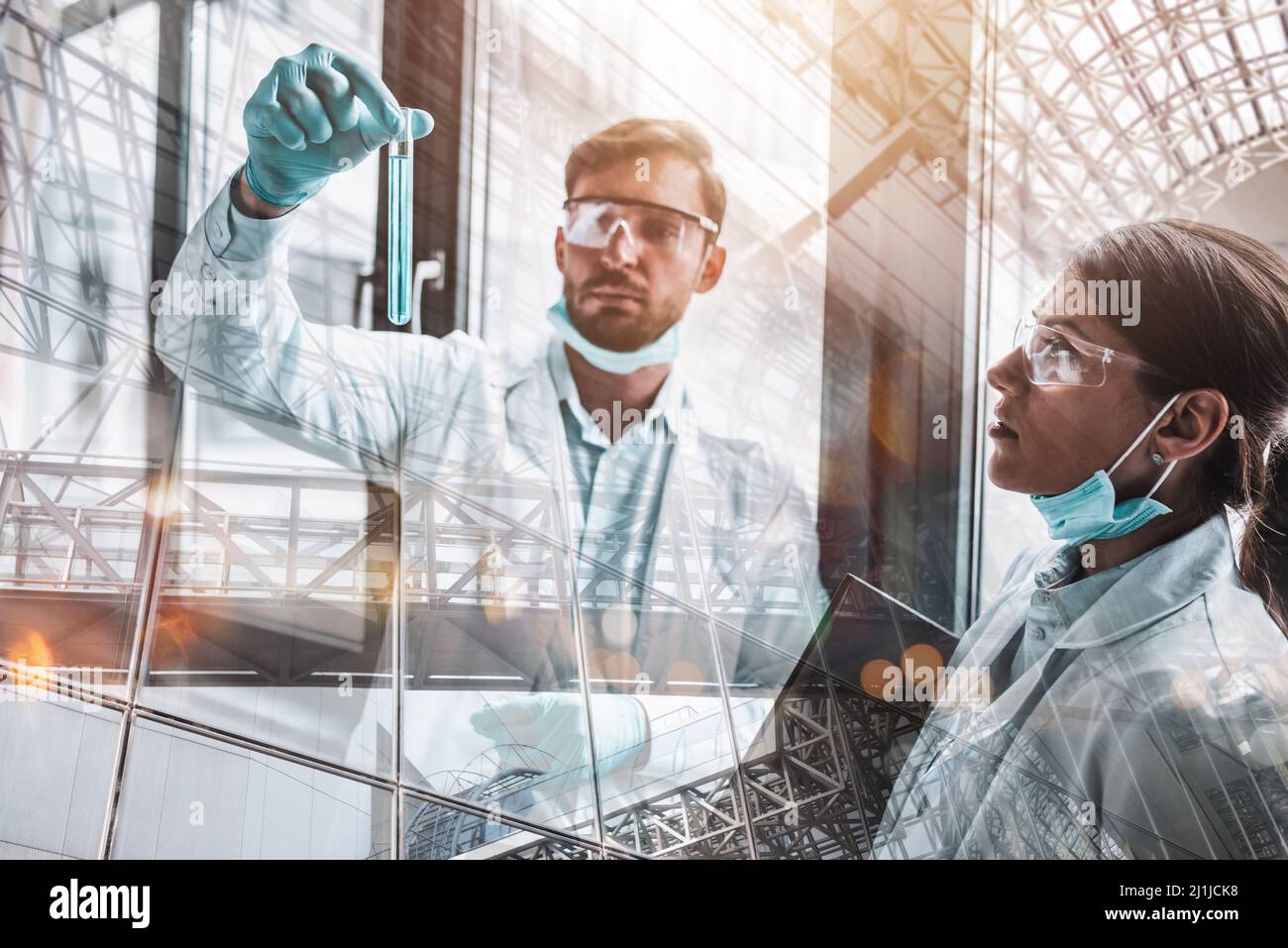 Medical science laboratory works on bacteria research against covid19