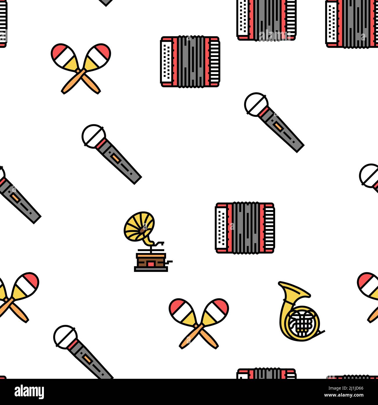 Music Instruments Performance Vector Seamless Pattern Stock Vector ...
