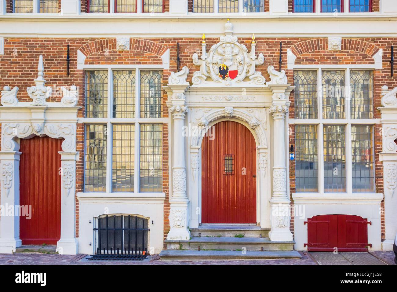 Entrance to the historic town hall building in Deventer, Netherlands
