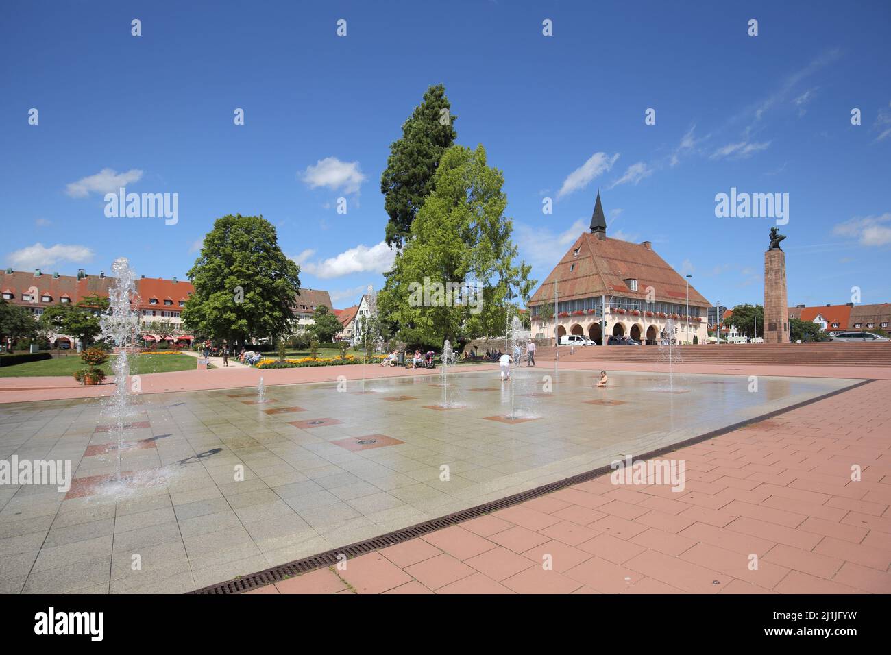 Water features with town house on the market square in Freudenstadt