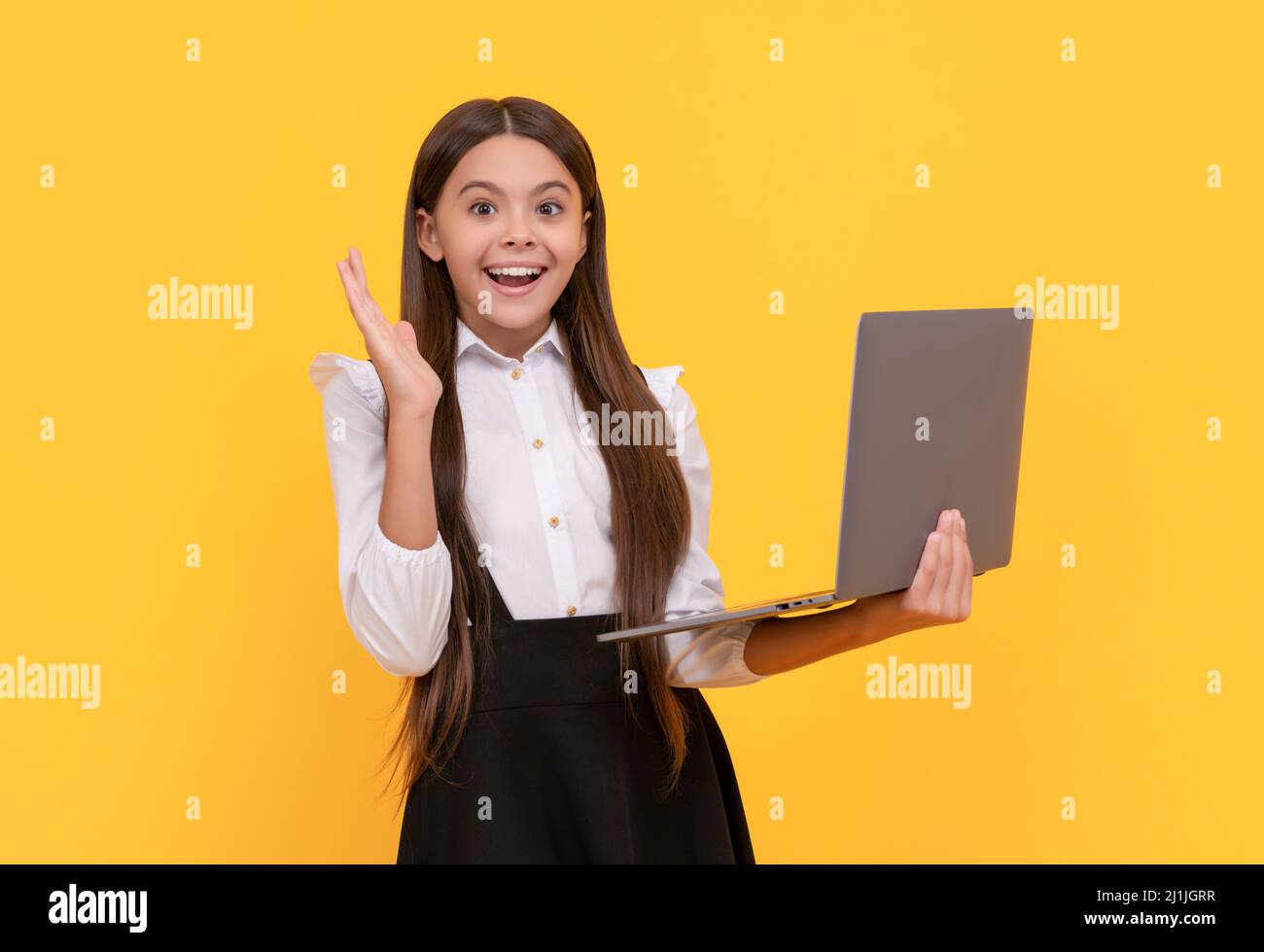 Teen girl laptop typing hi-res stock photography and images - Alamy