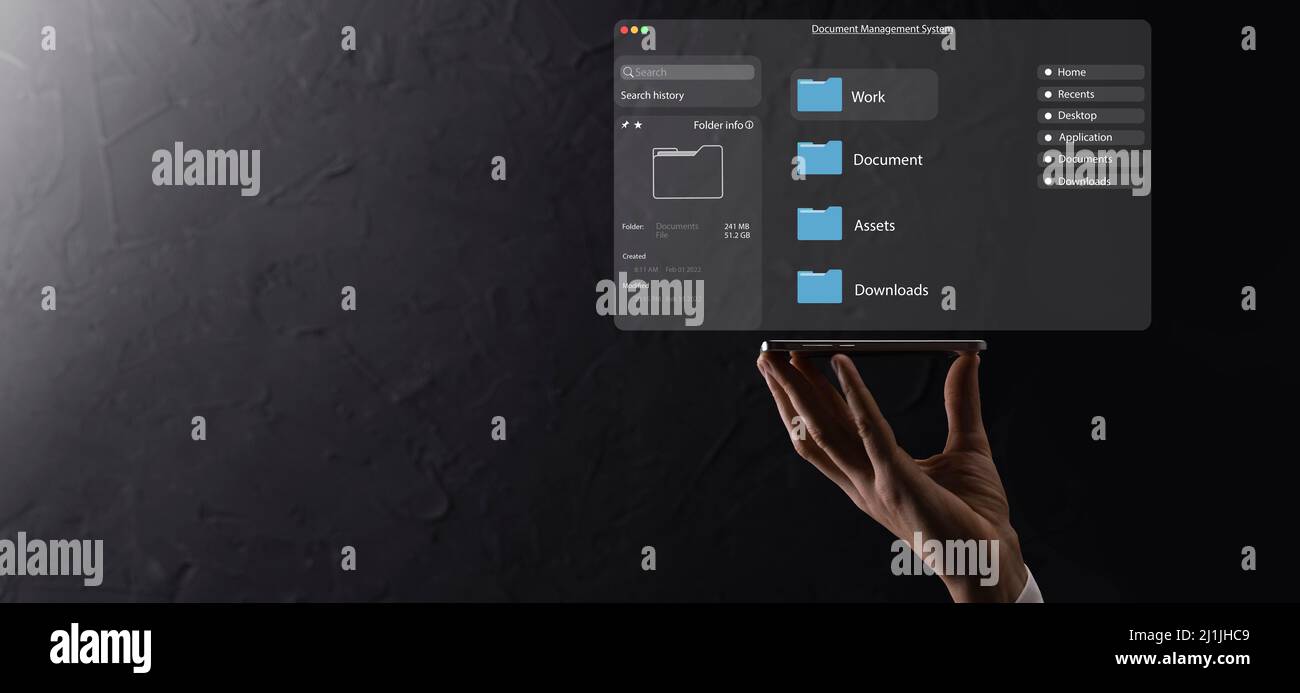 Document management concept. Virtual screen icons Document Management ...