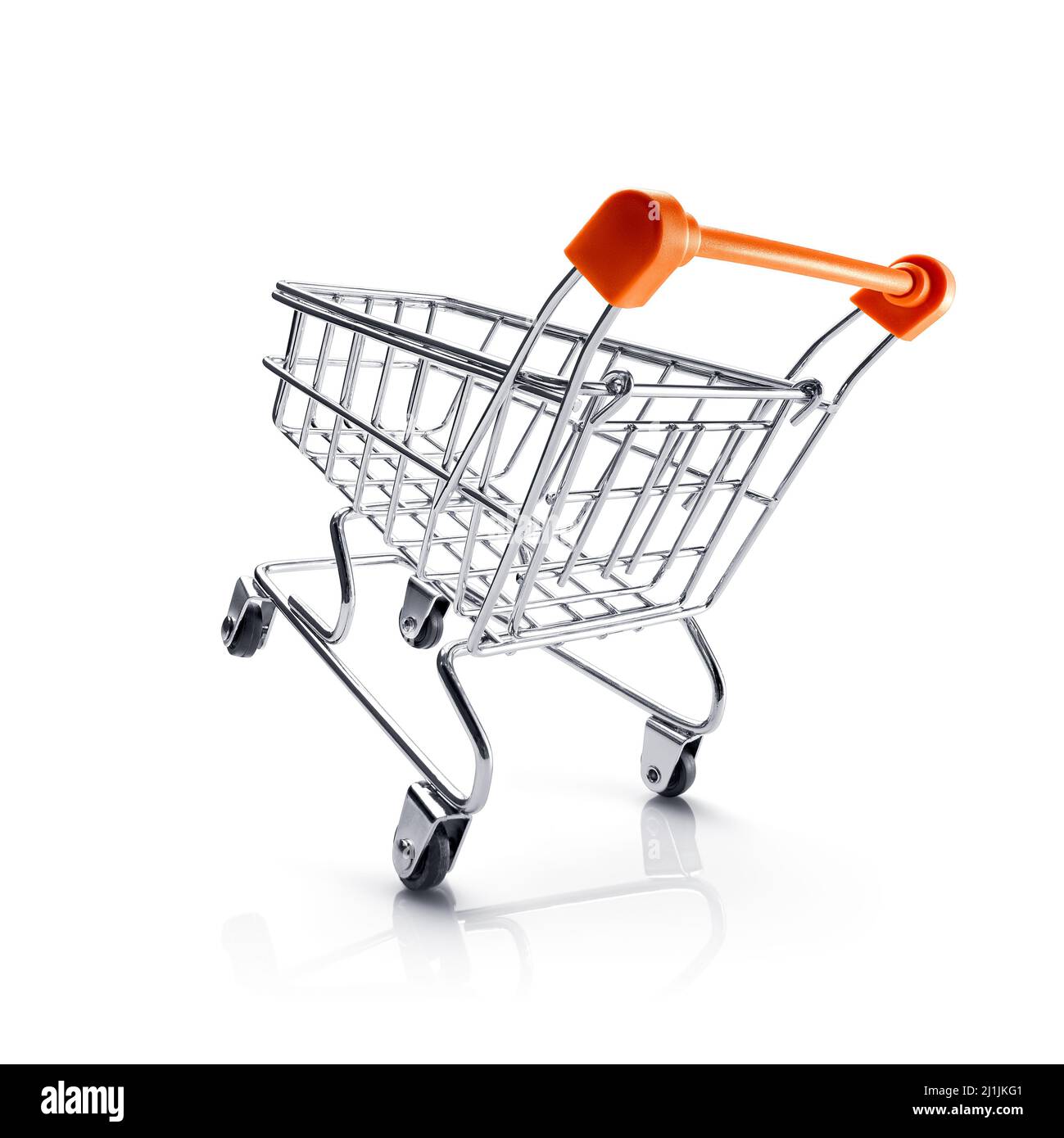shopping cart with reflection isolated on white background Stock Photo