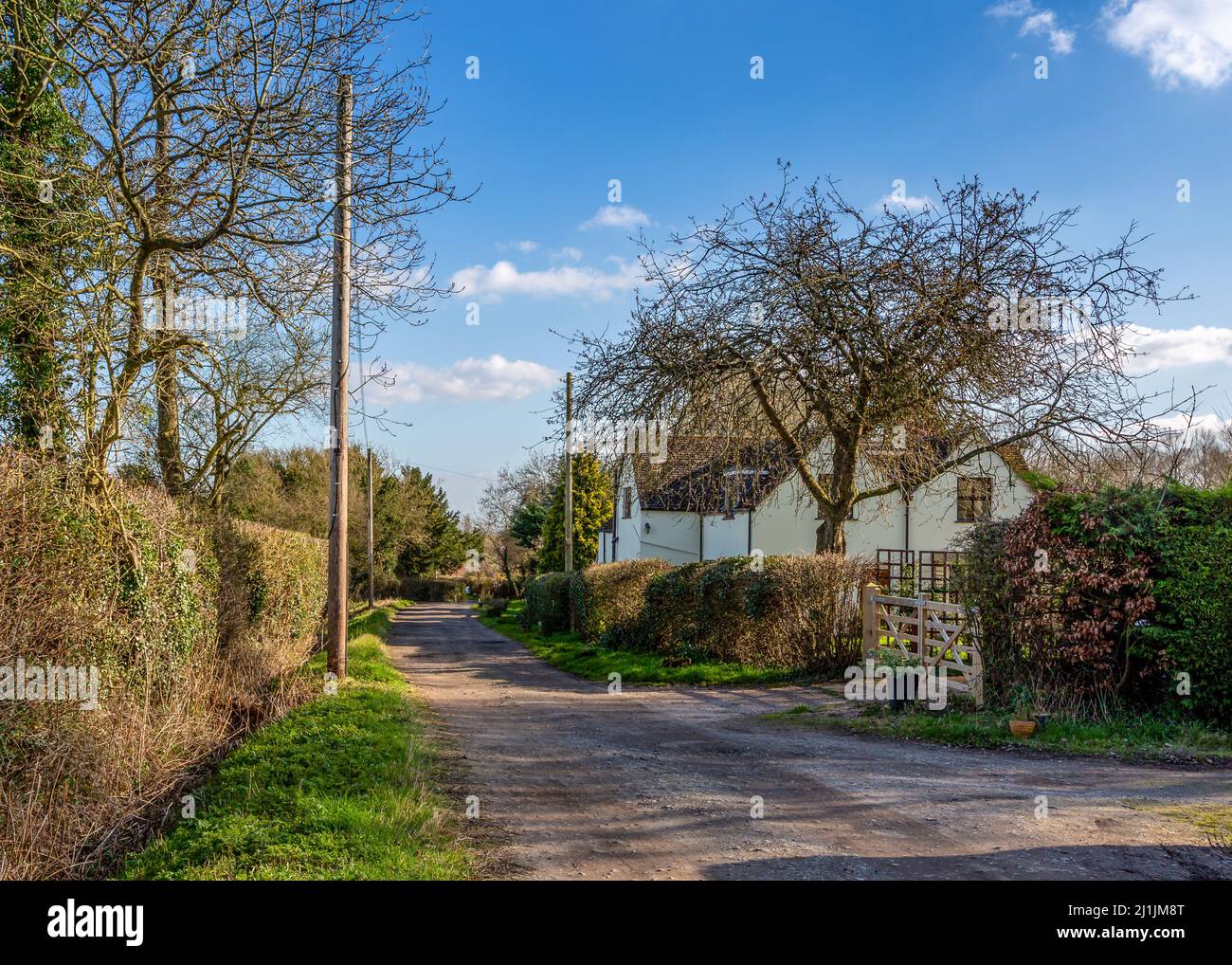 Street view, Church Lane in Dormston, Worcestershire, England Stock