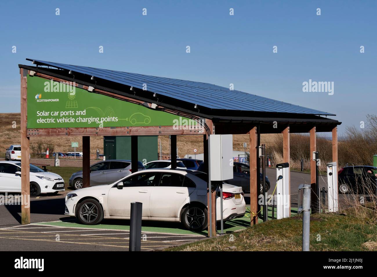 solar car port and electric vehicle charging points at the visitor