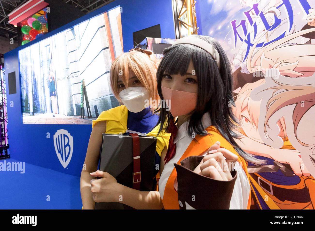 Booth girls in cosplay costumes at Anime Japan 2022. Tokyo Big Sight,  Odaiba, billed as the largest Anime convention in the world this 4 day  event runs from March 26th to March