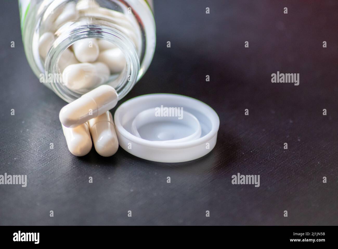 Jam Medication Many pills in medical jar for depression treatment show pandemic and ...