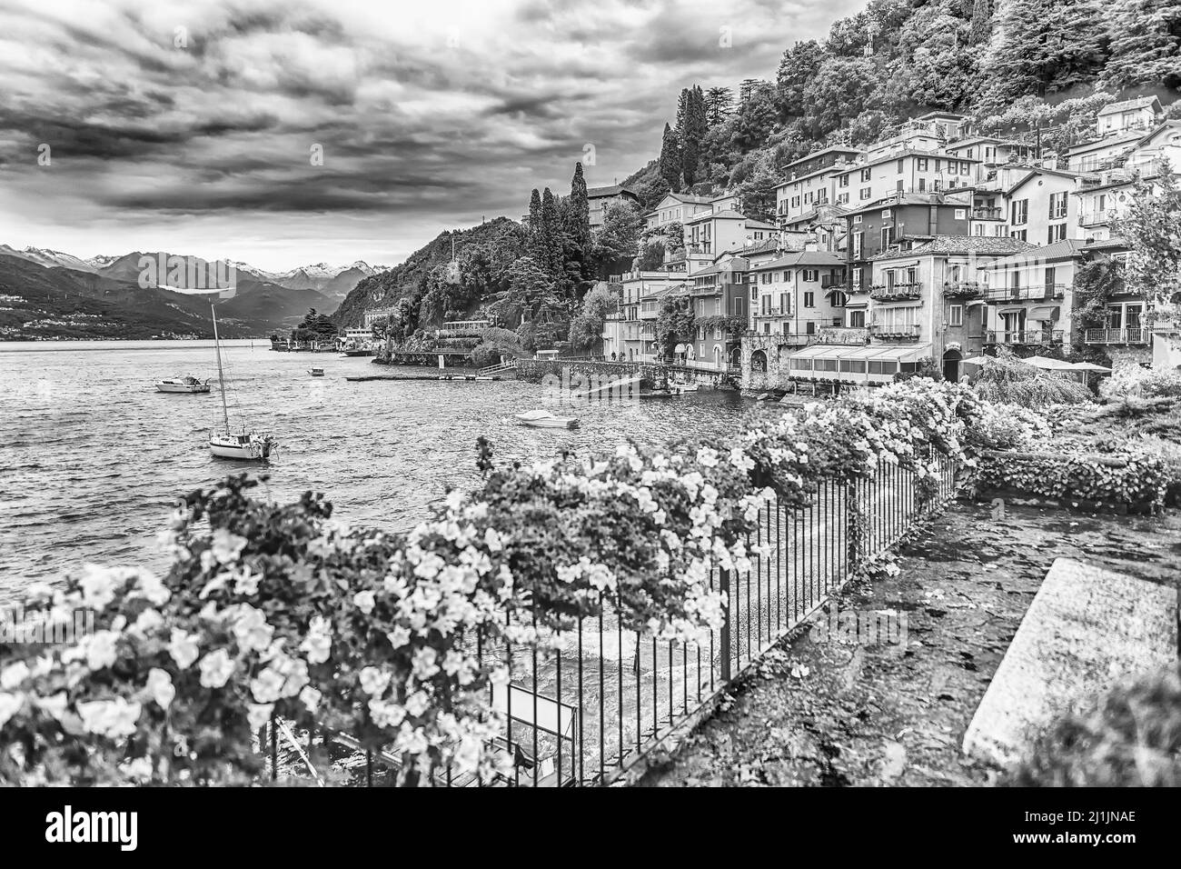 Scenic view of the picturesque village of Varenna on the eastern shore of Lake Como, Italy Stock Photo