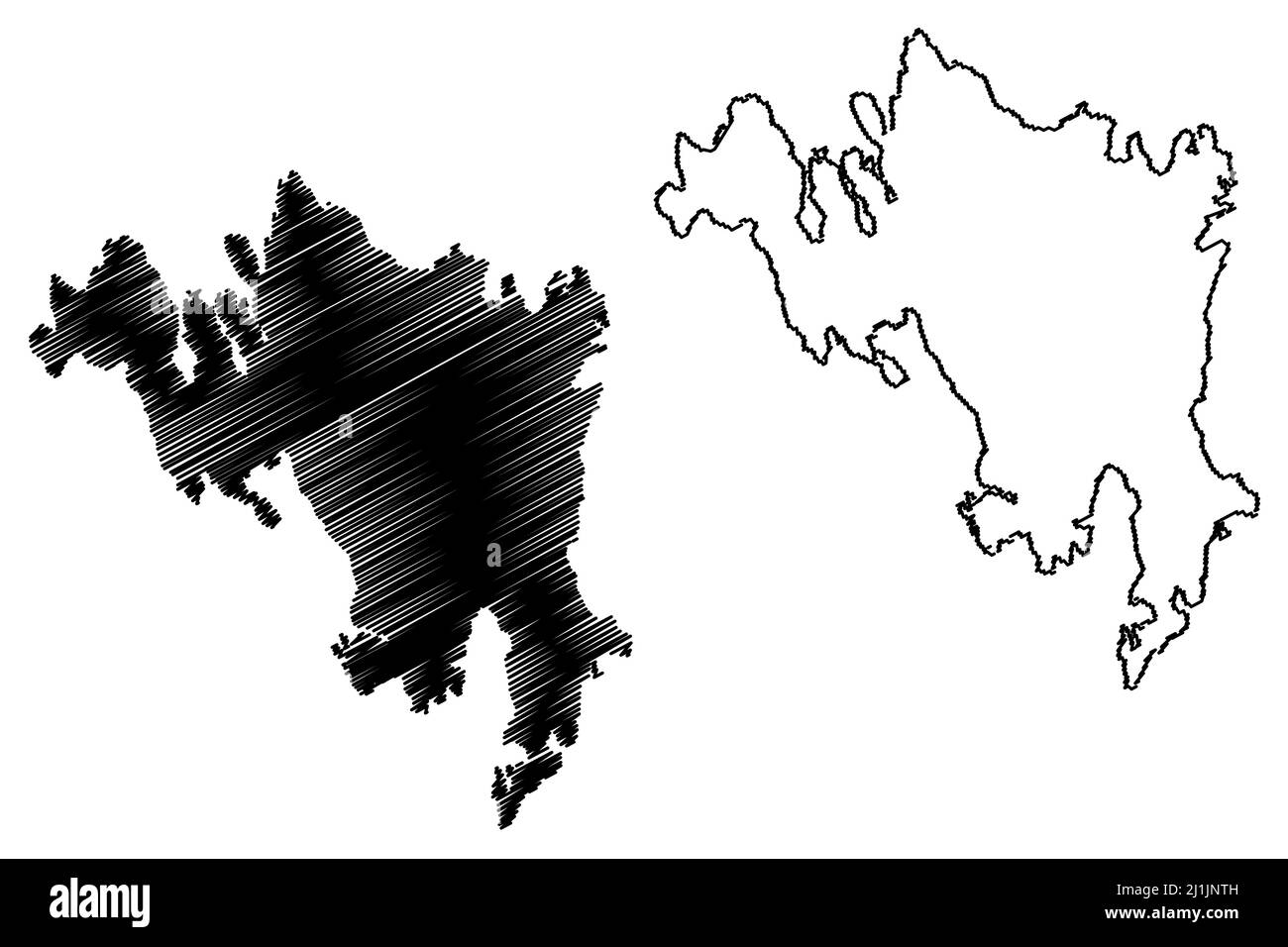 Lemland island (Republic of Finland, Aland Islands) map vector illustration, scribble sketch Lemland map Stock Vector