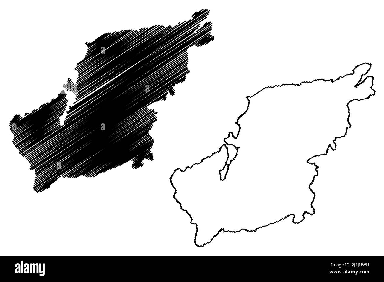 Lemlahdensaari island (Republic of Finland) map vector illustration, scribble sketch Lemlaxon map Stock Vector
