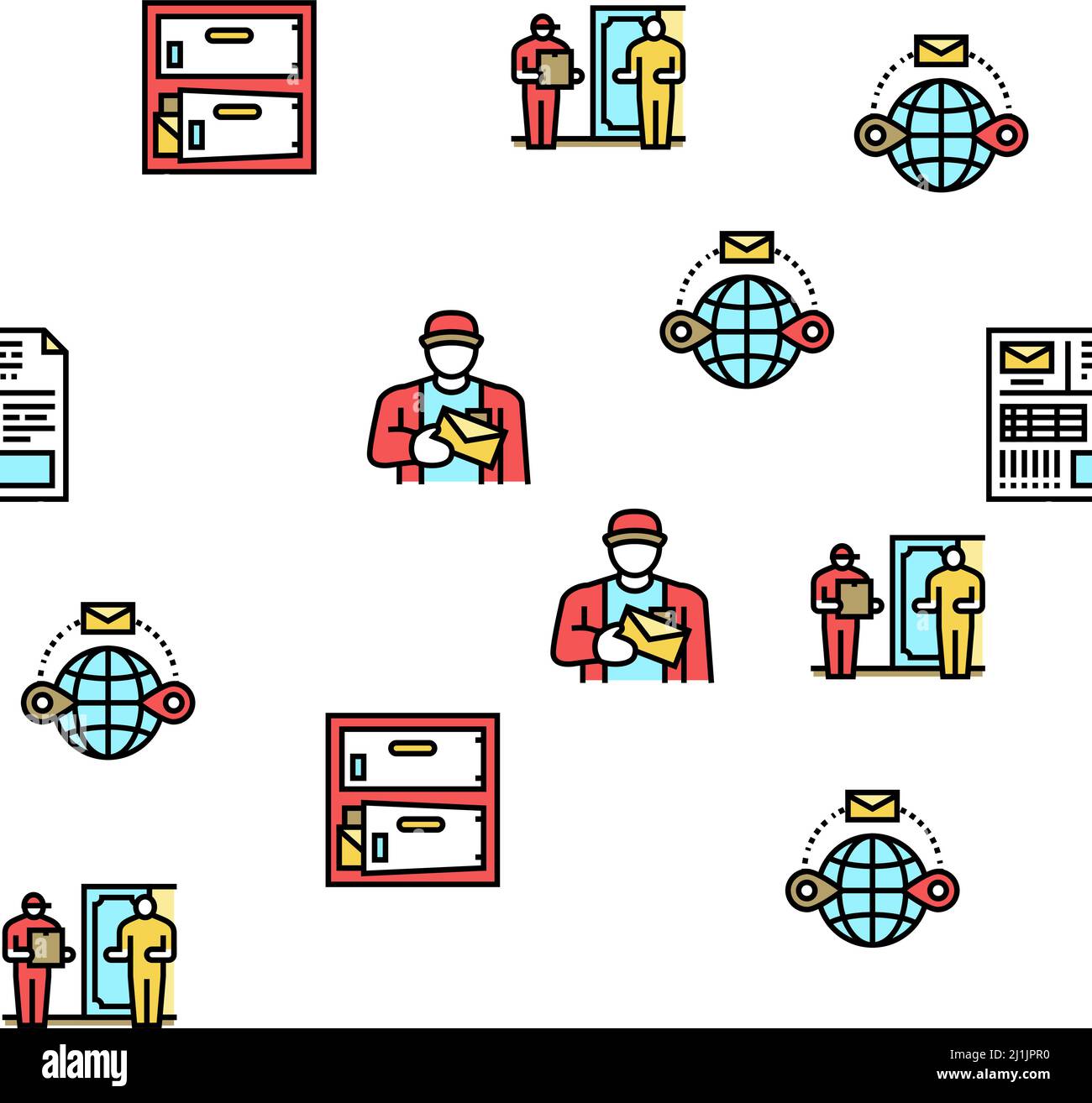 Post Office Delivery Service Vector Seamless Pattern Stock Vector Image ...