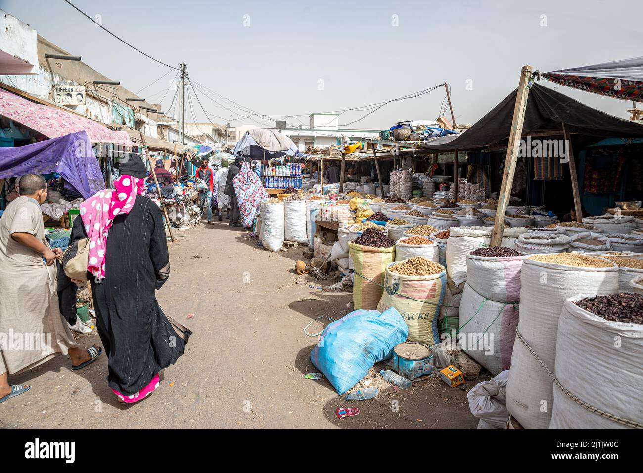 Outdoor market in Nouakchott, Mauritania Stock Photo