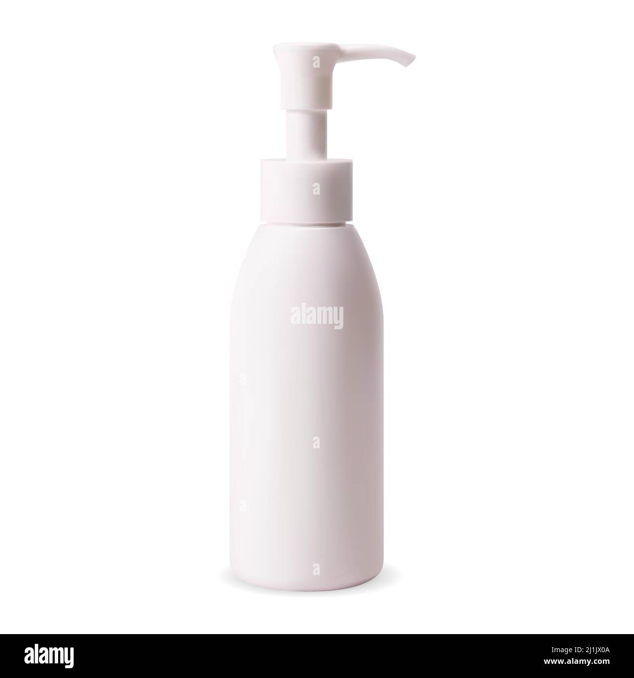 Pump bottle mockup. Cosmetic serum dispenser container, isolated vector