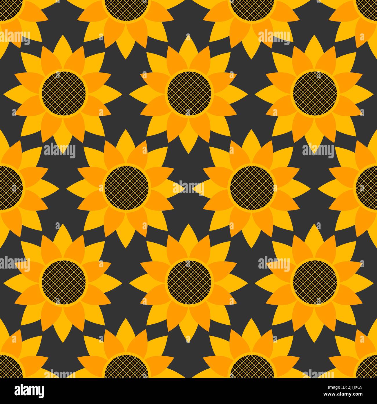 Sunflower seamless pattern with yellow petals. Summer background. Sunflower backdrop Stock Vector