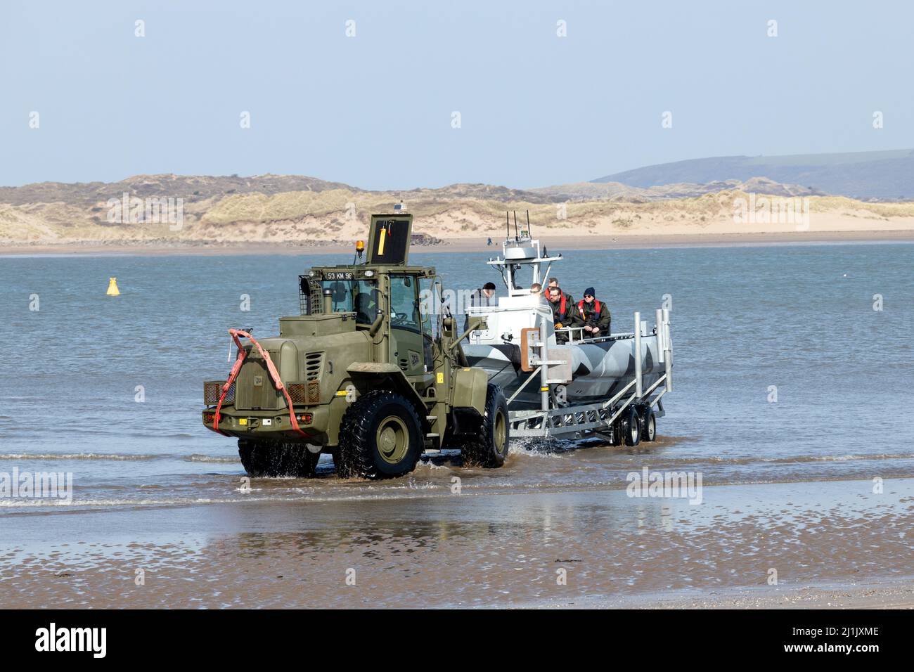 Army manoeuvres in an estuary Stock Photo