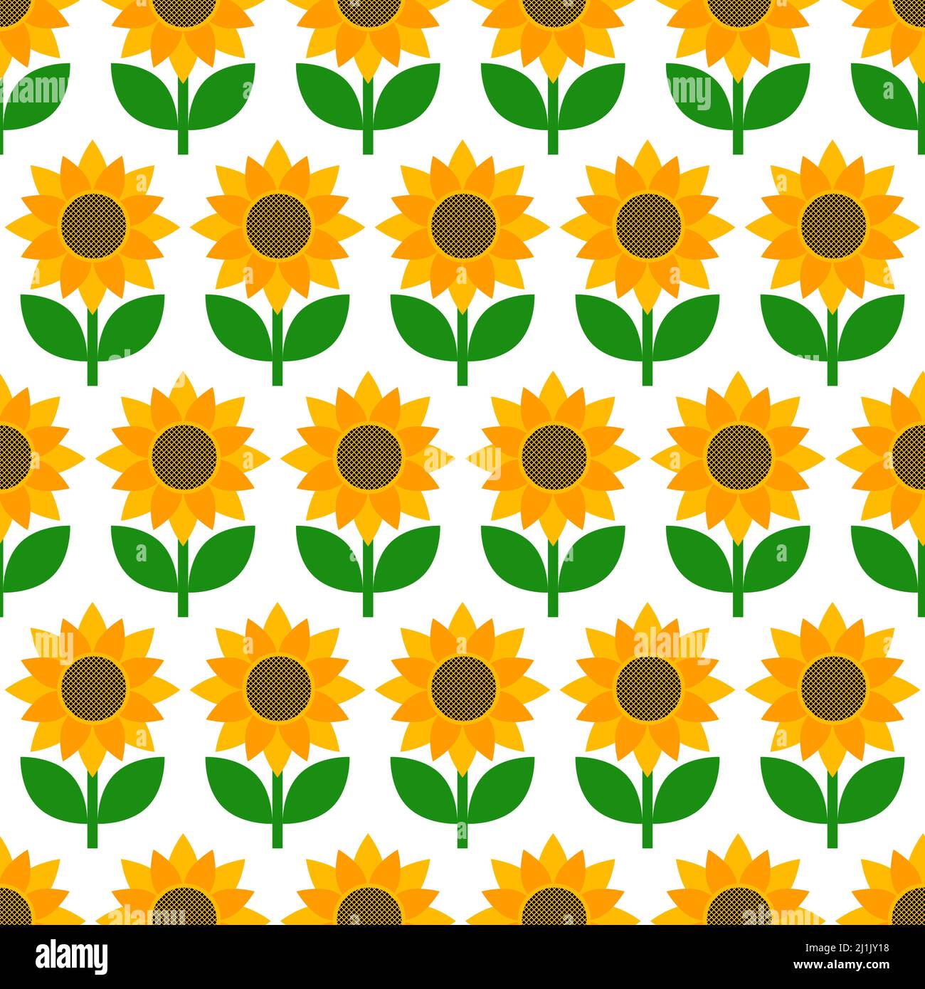 Sunflower seamless pattern with yellow petals. Summer background. Sunflower backdrop Stock Vector