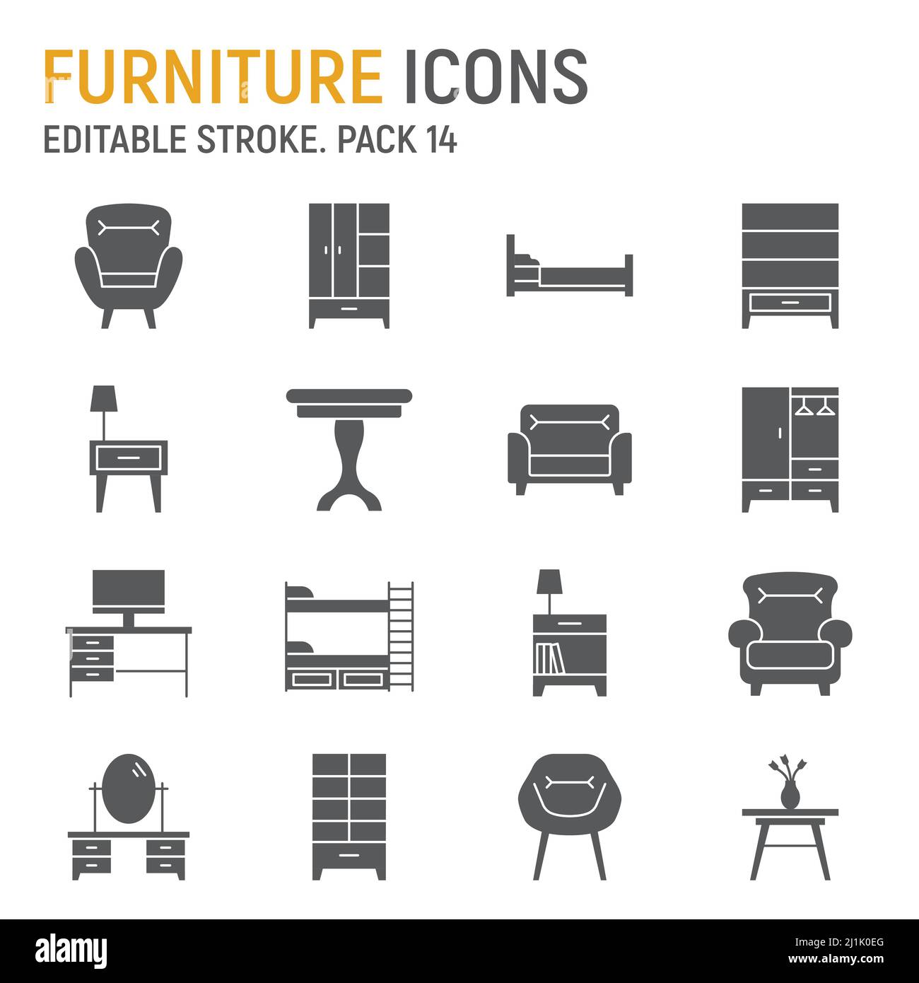 Furniture glyph icon set Stock Vector Image & Art - Alamy