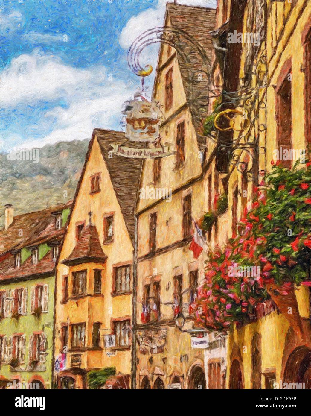 Colorful painting modern artistic artwork, drawing in oil European