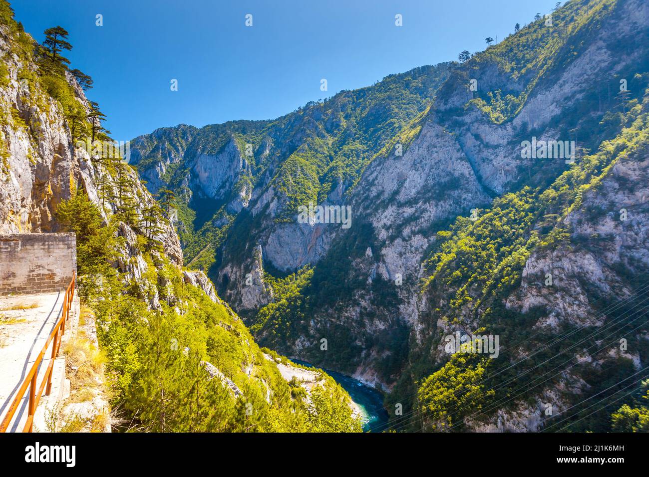 The famous Piva Canyon with its fantastic reservoir. National park Montenegro and Bosnia and Herzegovina, Balkans, Europe. Beauty world. Stock Photo