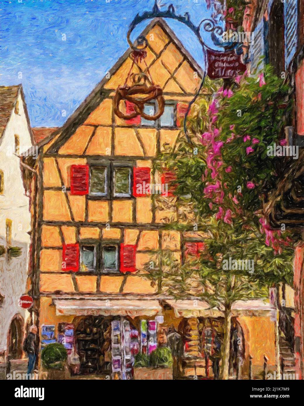 Colorful painting modern artistic artwork drawing in oil european
