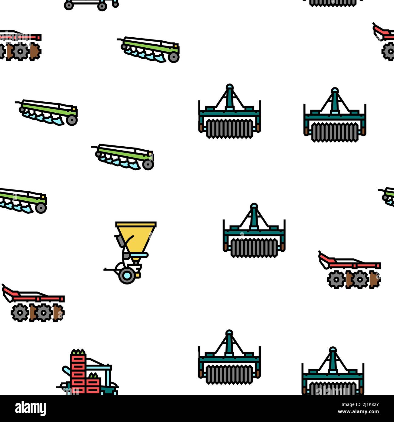 Farm Equipment And Transport Vector Seamless Pattern Stock Vector Image