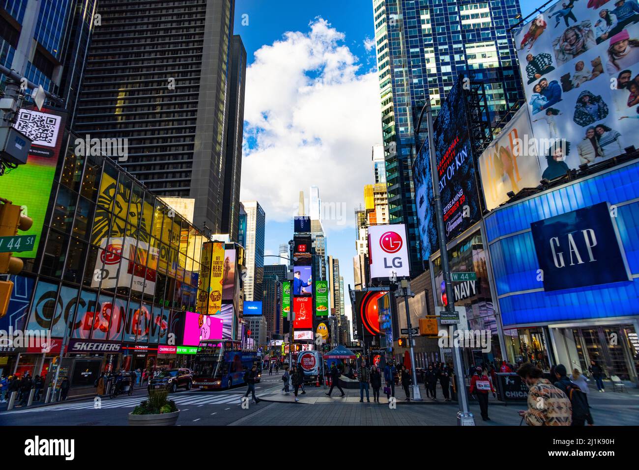 Many colorful Digital Billboards blink and glow Among Times Square NYC ...