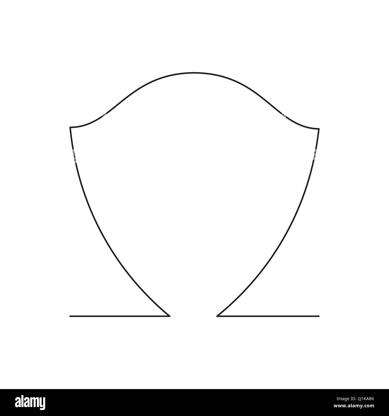 Shield continuous line sign. Protector symbol one line art. Stock Vector