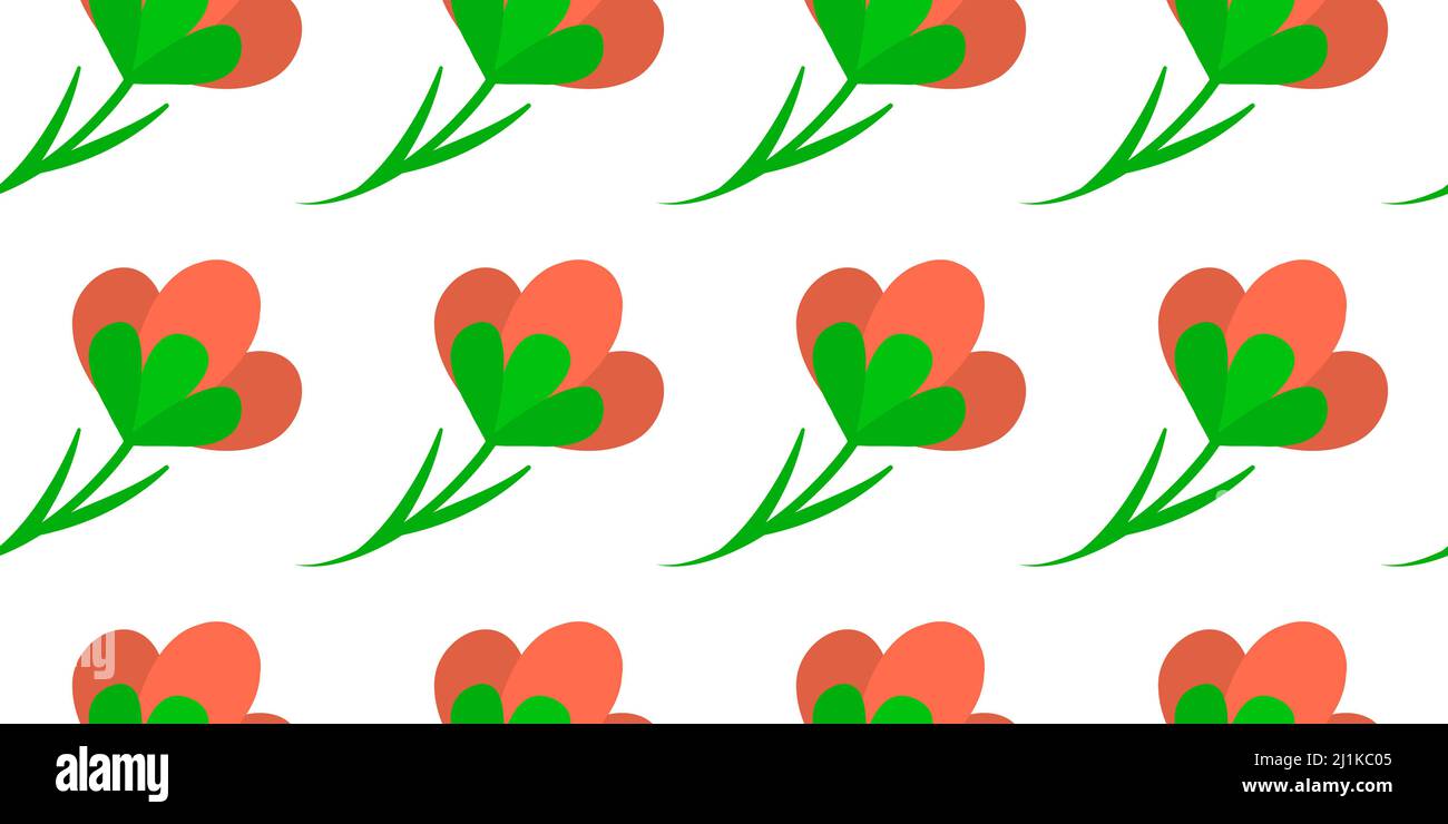 Seamless pattern with red flower, floral pattern on a white background ...