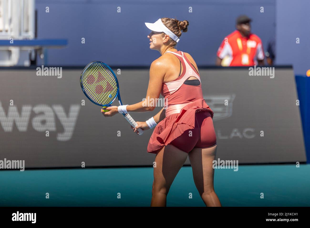 Miami Gardens, FL, USA. 26th March 2022. B. Bencic (SUI) vs H. Watson (GBR)  during the world tennis tournament at the 2022 Miami Open powered by Itau.  Score: 6-4, 6-1. Winner: B.