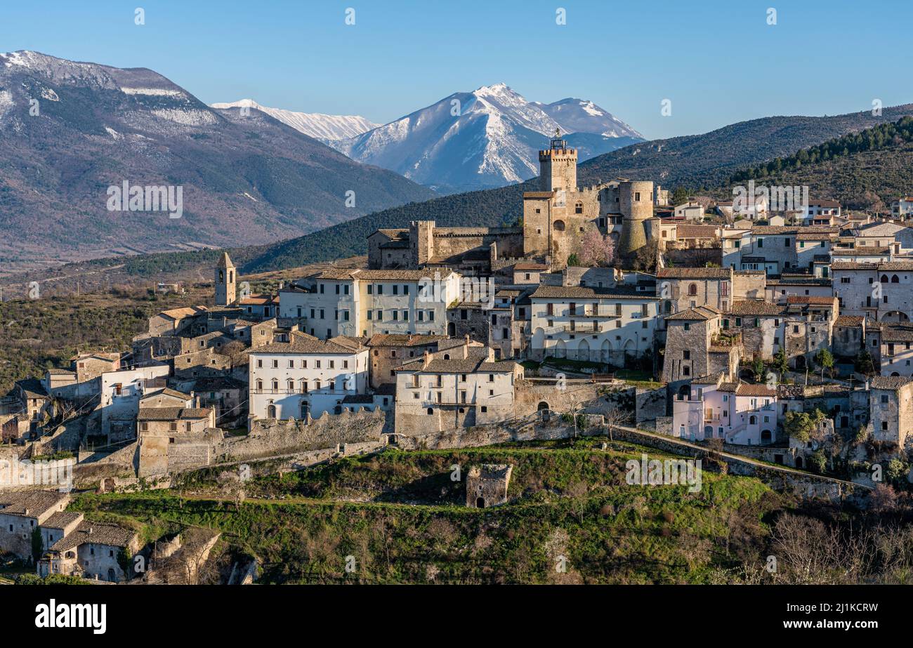 The beautiful village of Capestrano in spring season, Province of L'Aquila, Abruzzo, Italy. Stock Photo