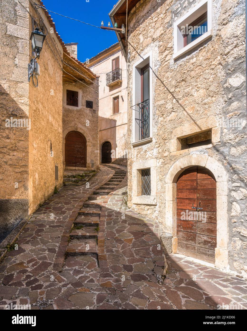 Navelli in spring season, beautiful village in the province of L'Aquila, in the Abruzzo region of central Italy. Stock Photo