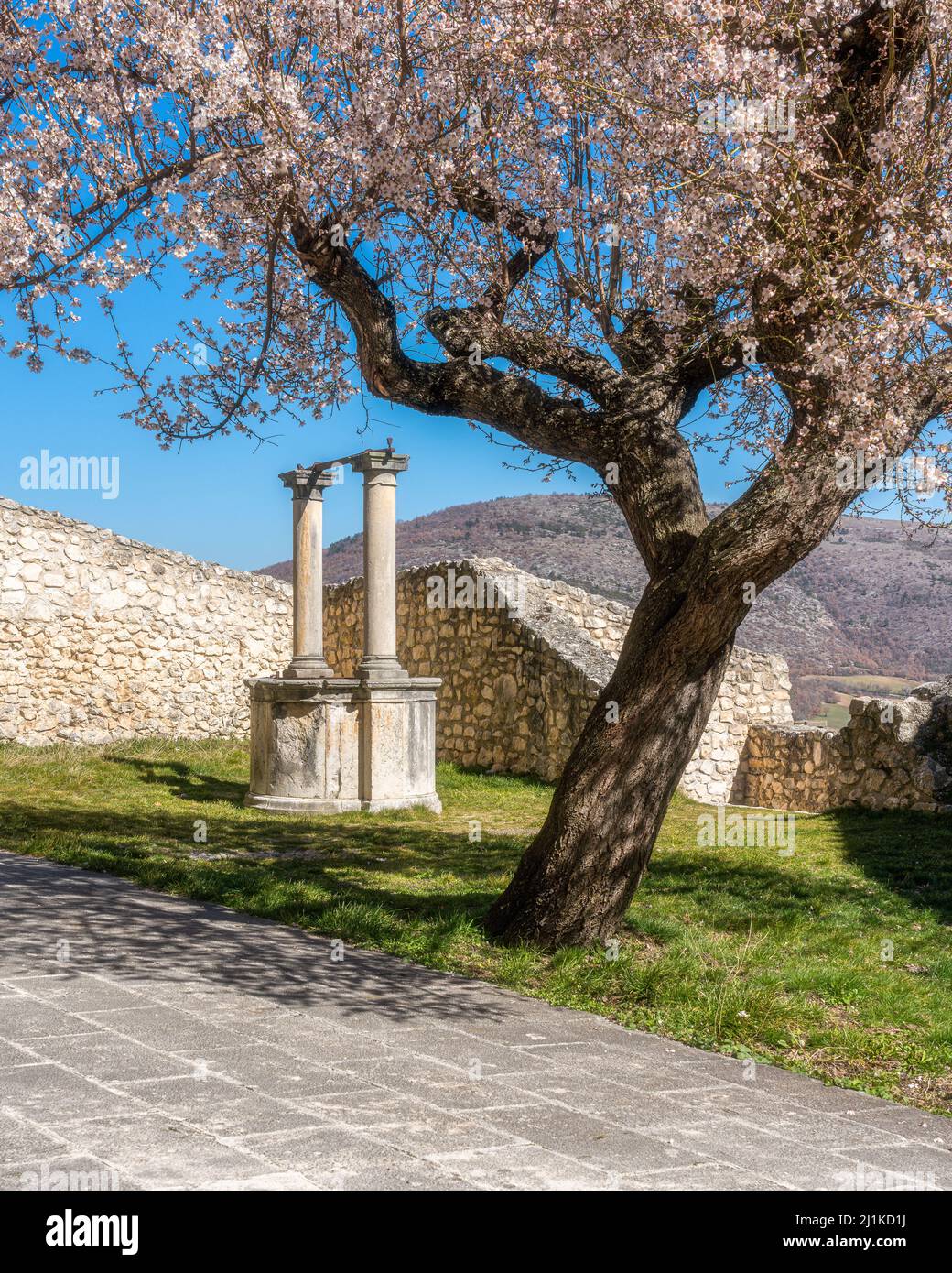 Navelli in spring season, beautiful village in the province of L'Aquila, in the Abruzzo region of central Italy. Stock Photo