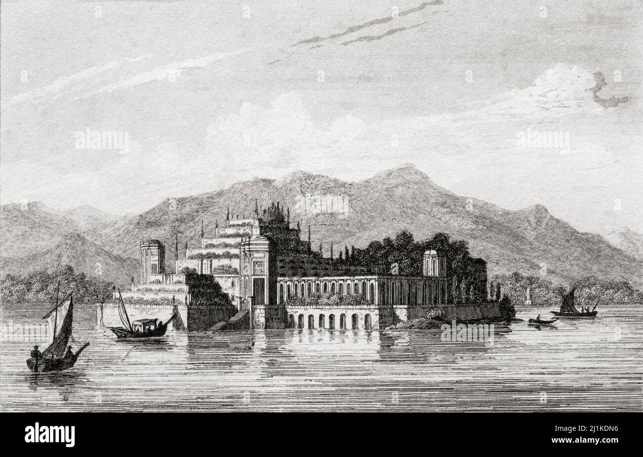 Isola Bella, Italy. 19th century steel engraving by Lemaitre direxit. Stock Photo