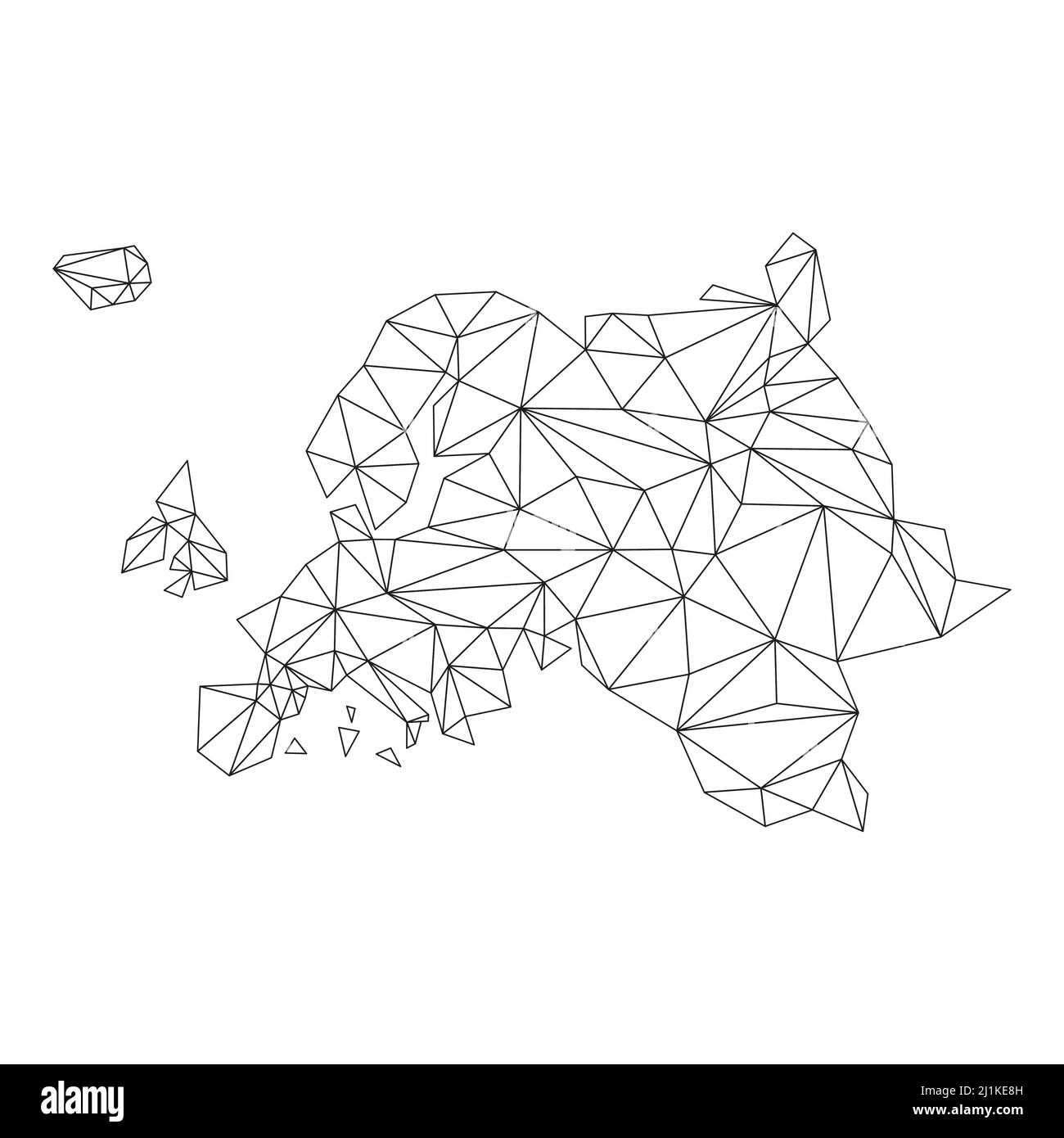 Europe map with polygonal shapes. World map linear continent. Stock Vector