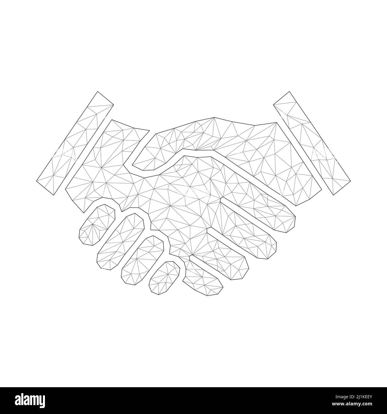 Handshake with polygonal shapes. Business agreement concept. Contract symbol with triangular elements. Stock Vector