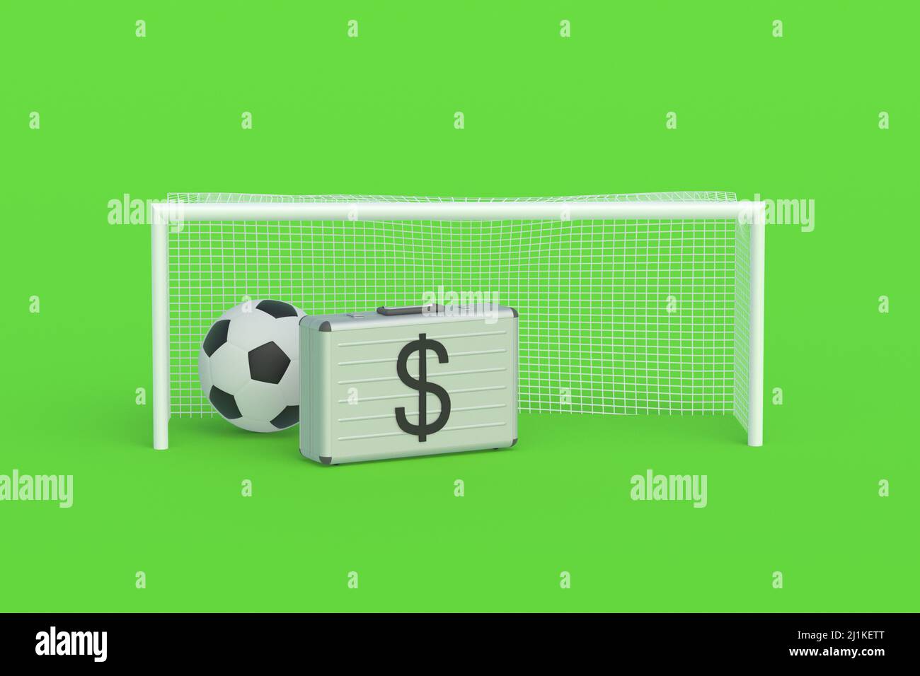 Money suitcase and soccer tools. Prize fund. Sports betting. Winning