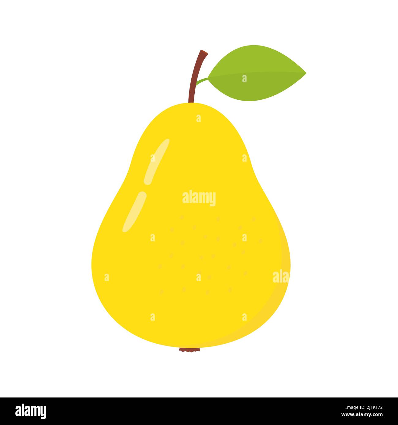Yellow pear whole and half. Sweet cute flat pear with green leaf ...