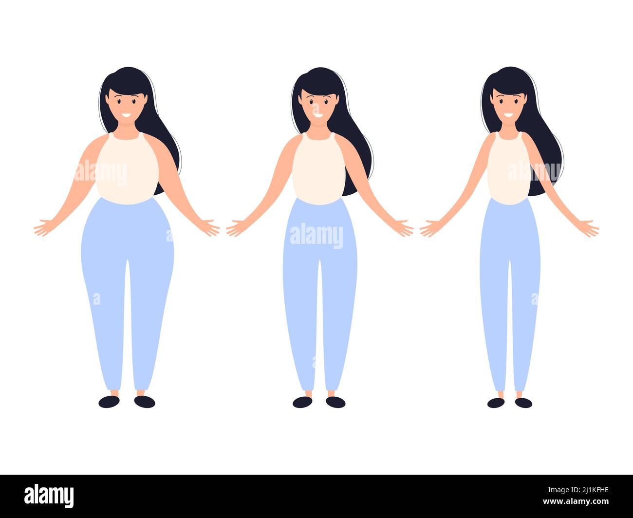 Three type women figure fat, slim and thin. Transformation process  different girls body set Stock Vector Image & Art - Alamy