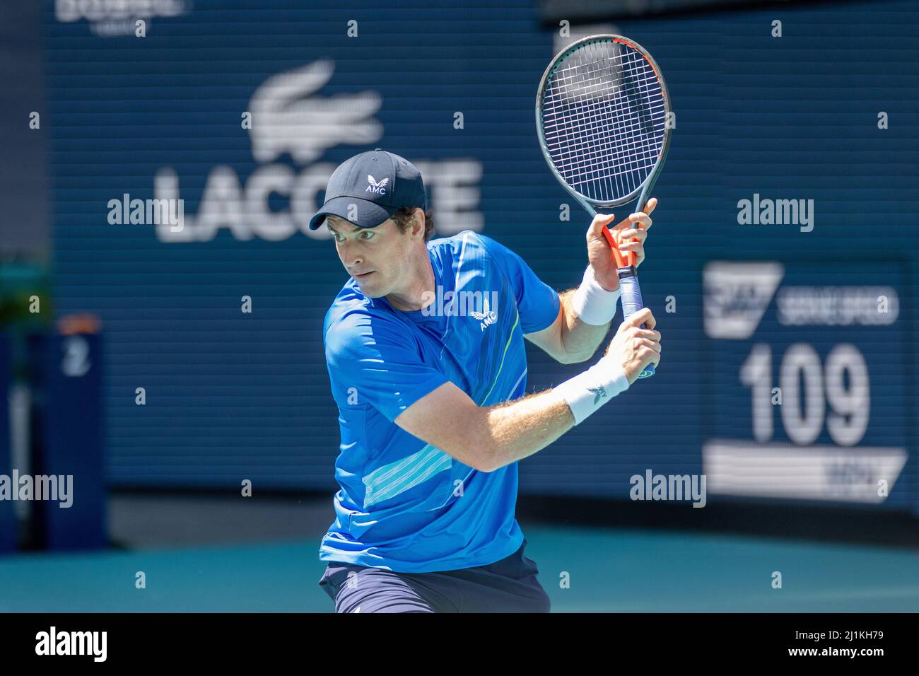 Miami Gardens, FL, USA. 26th March 2022. Andy Murray (GBR) vs Daniil  Medvedev (RUS) during the world tennis tournament at the 2022 Miami Open  powered by Itau. Score: 6-4, 6-2. Winner: Daniil