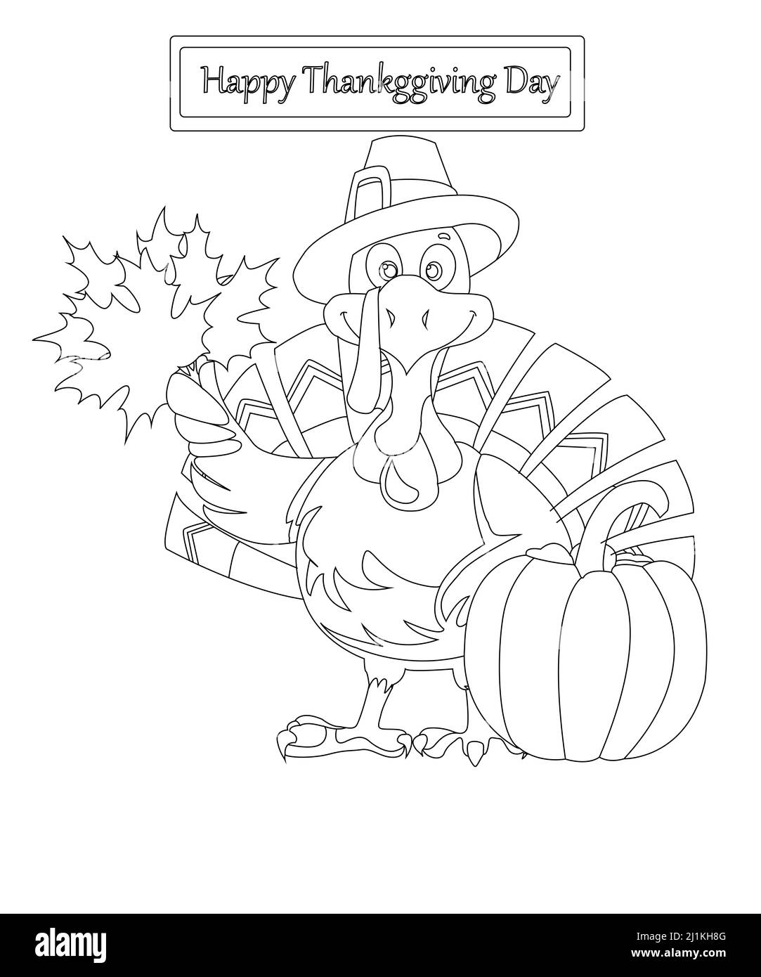 Thanks Giving Coloring Page For kids and aduls Stock Photo