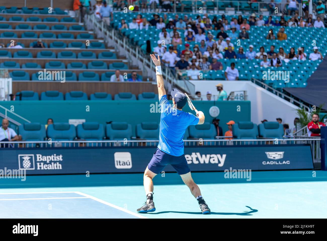 Miami Gardens, FL, USA. 26th March 2022. Andy Murray (GBR) vs Daniil Medvedev (RUS) during the world tennis tournament at the 2022 Miami Open powered by Itau. Score: 6-4, 6-2. Winner: Daniil Medvedev (RUS). Credit: Yaroslav Sabitov/YES Market Media/Alamy Live News. Stock Photo