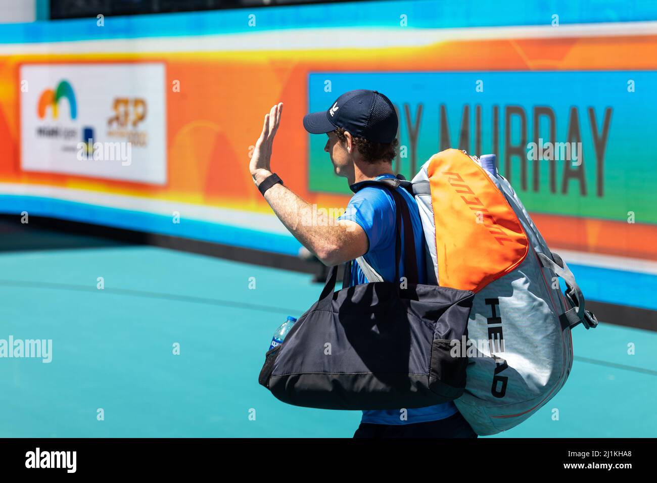 Miami Gardens, FL, USA. 26th March 2022. Andy Murray (GBR) vs Daniil Medvedev (RUS) during the world tennis tournament at the 2022 Miami Open powered by Itau. Score: 6-4, 6-2. Winner: Daniil Medvedev (RUS). Credit: Yaroslav Sabitov/YES Market Media/Alamy Live News. Stock Photo