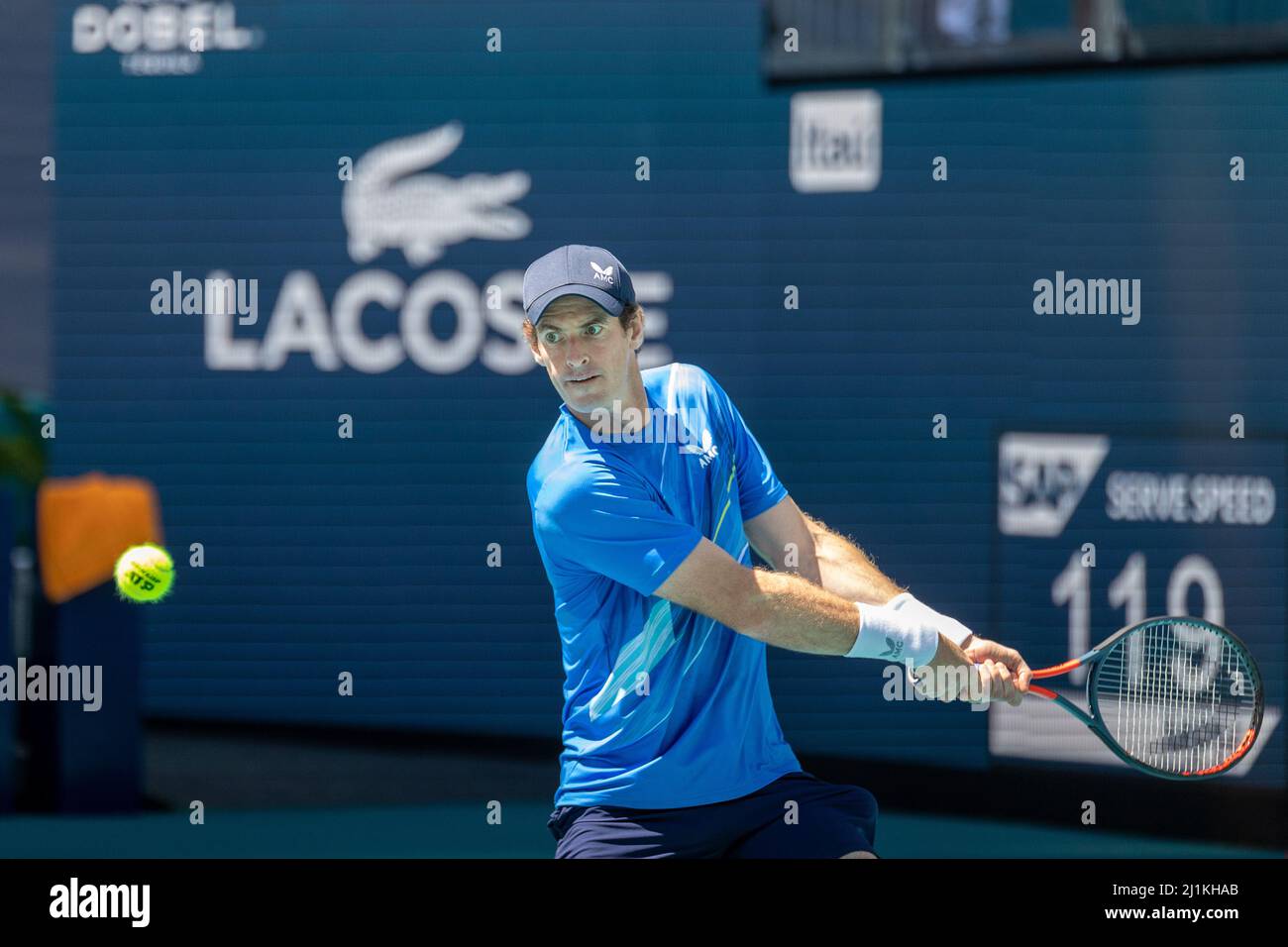 Miami Gardens, FL, USA. 26th March 2022. Andy Murray (GBR) vs Daniil Medvedev (RUS) during the world tennis tournament at the 2022 Miami Open powered by Itau. Score: 6-4, 6-2. Winner: Daniil Medvedev (RUS). Credit: Yaroslav Sabitov/YES Market Media/Alamy Live News. Stock Photo