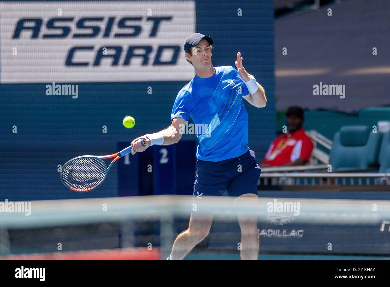 Miami Gardens, FL, USA. 26th March 2022. Andy Murray (GBR) vs Daniil Medvedev (RUS) during the world tennis tournament at the 2022 Miami Open powered by Itau. Score: 6-4, 6-2. Winner: Daniil Medvedev (RUS). Credit: Yaroslav Sabitov/YES Market Media/Alamy Live News. Stock Photo