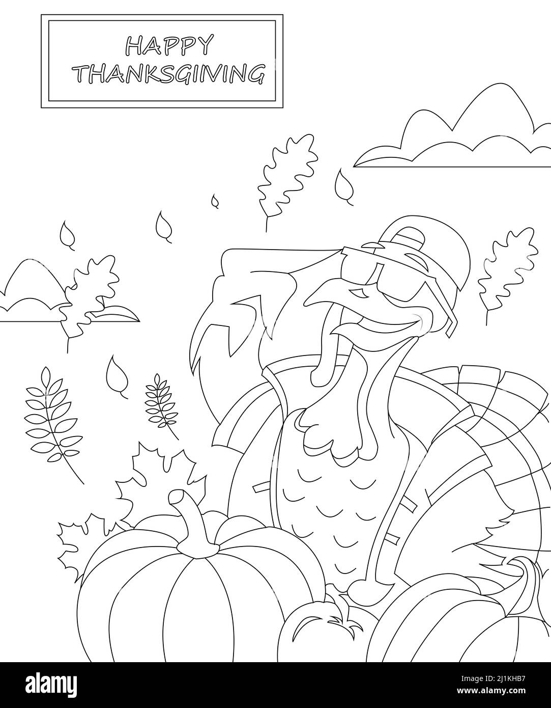 Thanks Giving Coloring Page For kids and aduls Stock Photo